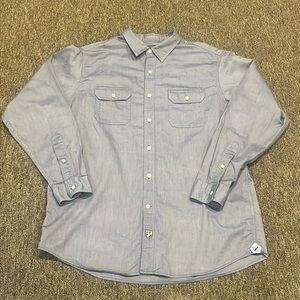 Cremieux Classics Blue Long Sleeve Mens Large Button up down Shirt cotton casual